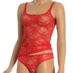 Γυναικείο Σετ Φανελάκι - Σλιπ Δαντελένια-Κόκκινο