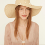 Γυναικείο Ψάθινο Καπέλο με Πέρλες-Μπεζ