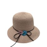 Ψάθινο Παιδικό Καπέλο με Λουλούδια-Ροζ