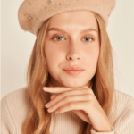 Γυναικείο Μπερέ με Πέρλες-Μπεζ