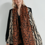 Γυναικείο Κασκόλ Animal Print Καφέ-Μπεζ