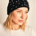 Γυναικείο Μονόχρωμο Σκουφάκι με Πέρλες- Σκούρο Μπλε