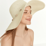 Γυναικείο Ψάθινο Καπέλο με Κοχύλια-Εκρού