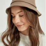 Γυναικείο Δερμάτινο Καπέλο Bucket-Καφέ