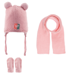 ΣΕΤ 3 ΤΕΜΑΧΙΩΝ ΠΛΕΚΤΟ ΜΕ FLEECE ΕΠΕΝΔΥΣΗ ΚΑΙ ΦΟΥΝΤΙΤΣΕΣ 0-18Μ-ΡΟΖ