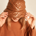 Γυναικείο Δερματίνη Καπιτονέ Καπέλο Bucket- Ταμπά