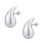 Ατσάλινα Σκουλαρίκια σε Σχήμα Δάκρυ-Ασημί