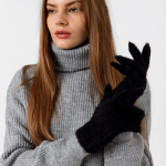 Γυναικεία Γούνινα Γάντια-Μαύρο