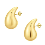 Ατσάλινα Σκουλαρίκια σε Σχήμα Δάκρυ-Χρυσό