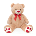 Λούτρινη Αρκούδα Γίγας Μπέζ με Κόκκινο Φιόγκο 150cm