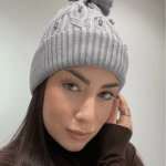 Γυναικείο Σκουφάκι με Φουντίτσα-Γκρι