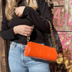 Γυναικεία Τσάντα Κασετίνα Γυαλιστερή- Πορτοκαλί