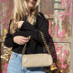 Γυναικεία Τσάντα Κασετίνα Γυαλιστερή-Μπεζ