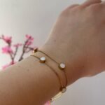 Ατσάλινο Διπλό Βραχιόλι με Λευκές Λεπτομέρειες