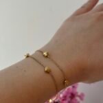 Ατσάλινο Διπλό Βραχιόλι με Φουσκωμένες Καρδούλες