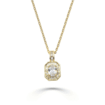 Ατσάλινο Κολιέ με Τετράφωνη Λαμπερή Ροζέτα