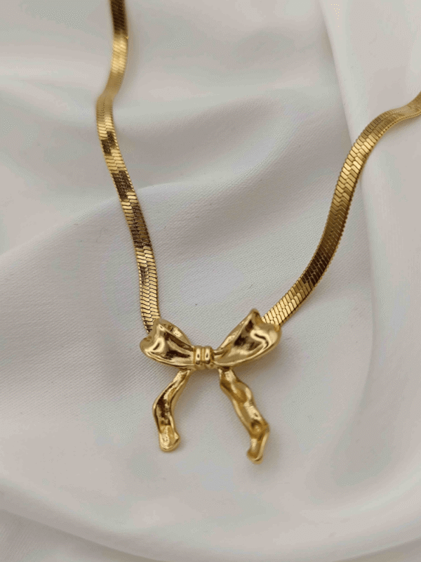 Ατσάλινο Κολιέ με Snake αλυσίδα και φιόγκο
