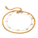 Ατσάλινη Αλυσίδα Ποδιού με Τεχνητές Πέρλες