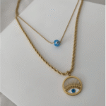 Ατσάλινο Διπλό Κολιέ με κρεμαστό μάτι