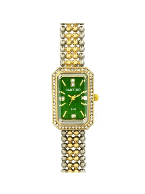 Vintage Γυναικείο Ρολόι Poem Silver Gold Green