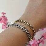 Τριπλό Βραχιόλι με Πλεκτές Αλυσίδες και Στρας