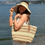 Γυναικεία Ψάθινη Τσάντα Δίχρωμη