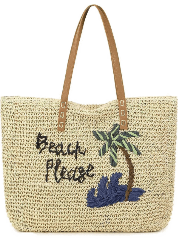 Ψάθινη Τσάντα "Beach Please"