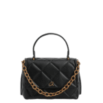 Τσάντα Χειρός Debossed Καπιτονέ με Διακοσμητική Αλυσίδα