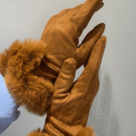 Γυναικεία Γάντια με Fleece Επένδυση & Λεπτομέρεια Γούνας-Καφέ