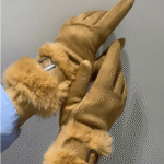 Γυναικεία Γάντια με Fleece Επένδυση-Καφέ