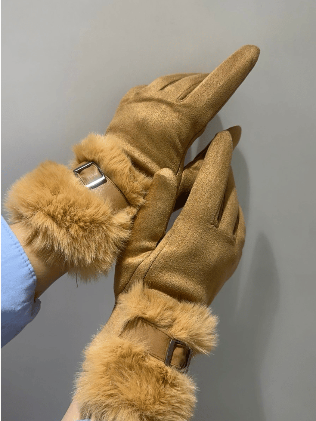 1 Γυναικεία Γάντια με Fleece Επένδυση-Καφέ - Image 1