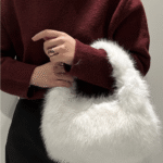 Γυναικεία Γούνινη Τσάντα- Άσπρο