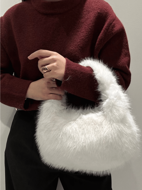 Γυναικεία Γούνινη Τσάντα- Άσπρο