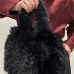 Γυναικεία Γούνινη Τσάντα Τετράγωνη-Μαύρο