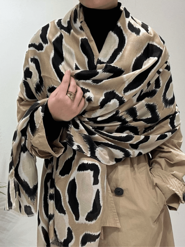 Γυναικείο Κασκόλ Animal Print-Εκρού