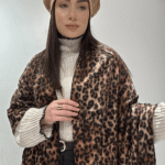 Γυναικείο Λεοπάρ Κασκόλ με Κρόσσια - Καφέ