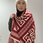 Γυναικεία Κομψή Πασμίνα με Σχέδιο Μαίανδρος-Μπορντό