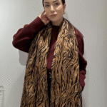 Γυναικείο Λεπτό Κασκόλ Ζεβρέ-Καφέ