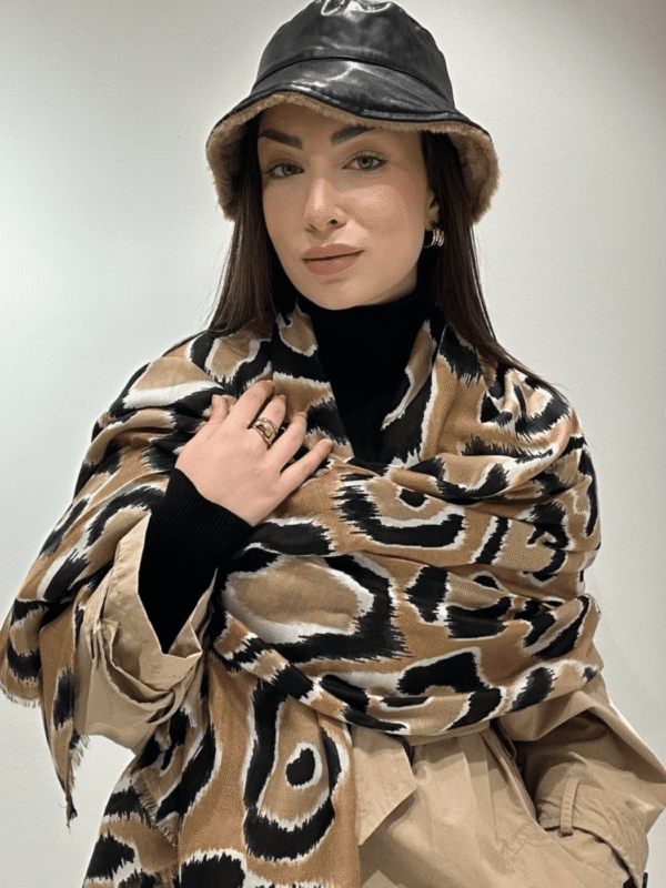 Γυναικείο Κασκόλ Animal Print-Μπεζ