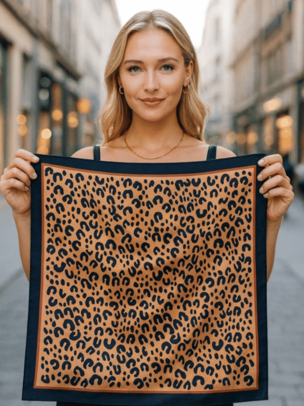 Γυναικείο Λεοπάρ Φουλάρι-Μπεζ