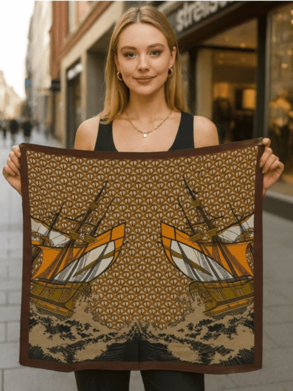 Γυναικεία Μπαντάνα / Φουλάρι Καφέ με Ethnic Print