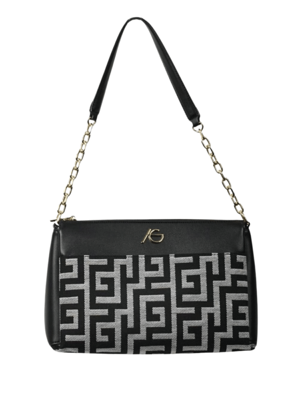 Γυναικεία Χειροποίητη Τσάντα Ώμου με μαίανδρο Άσπρο/Μαύρο