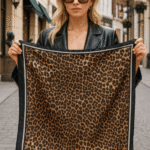 Γυναικείο Φουλάρι Μαντήλι Λεοπάρ με Μαύρο Περίγραμμα