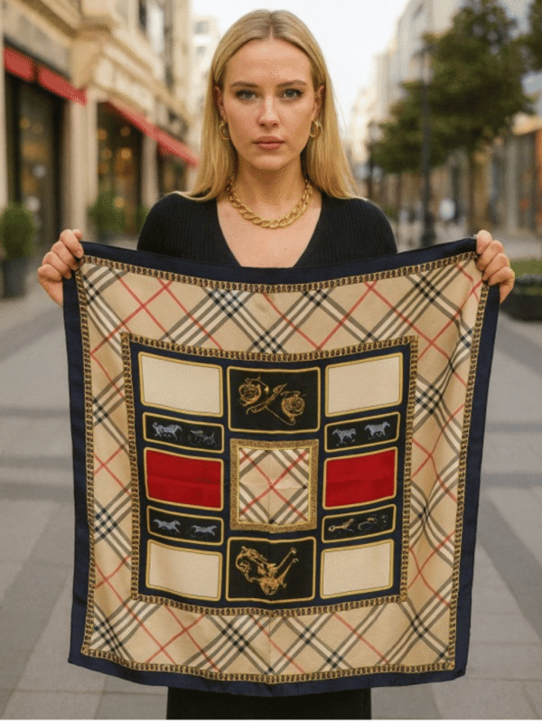 Γυναικείο Φουλάρι Καρό Διπλής Όψης-Μπεζ