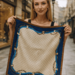 Γυναικείο Φουλάρι με Στυλάτη Αλυσίδα-Μπλε Σκούρο