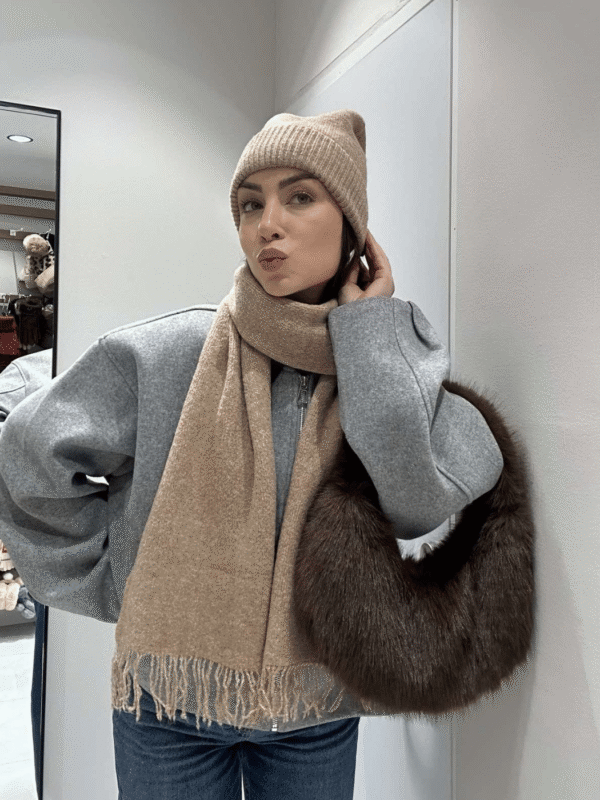 Γυναικείο Σετ Πλεκτό Ζεστό Κασκόλ & Σκουφάκι – Μαλακό και Άνετο -Μπεζ