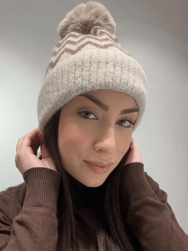 Γυναικείο Σκουφάκι με Ριγέ Μοτίβο & Fleece Επένδυση – Μπεζ