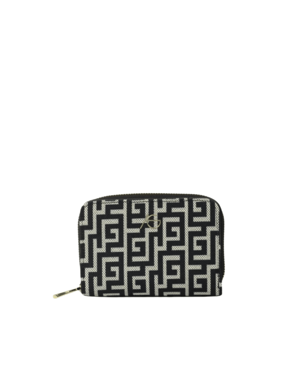 Γυναικείο Χειροποίητο Πορτοφόλι με Μαίανδρο-Άσπρο/Μαύρο