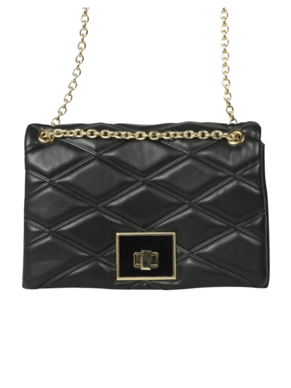 Γυναικεία Τσάντα Ώμου Καπιτονέ με Αλυσίδα-Μαύρο