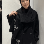 Γυναικείο Σετ Πλεκτό Ζεστό Κασκόλ & Σκουφάκι – Μαλακό και Άνετο με Φιόγκο-Μαύρο